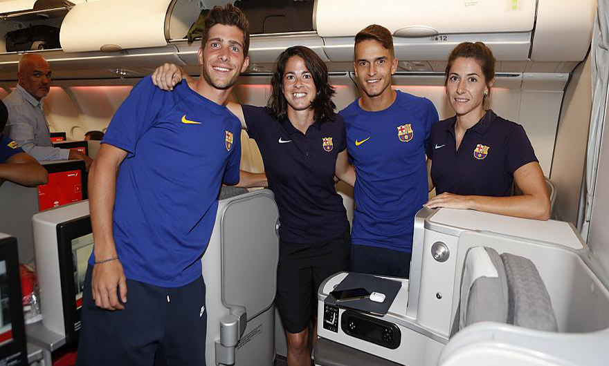 FC Barcelona’s first mixed flight triggers uproar over men and women’s seating arrangements